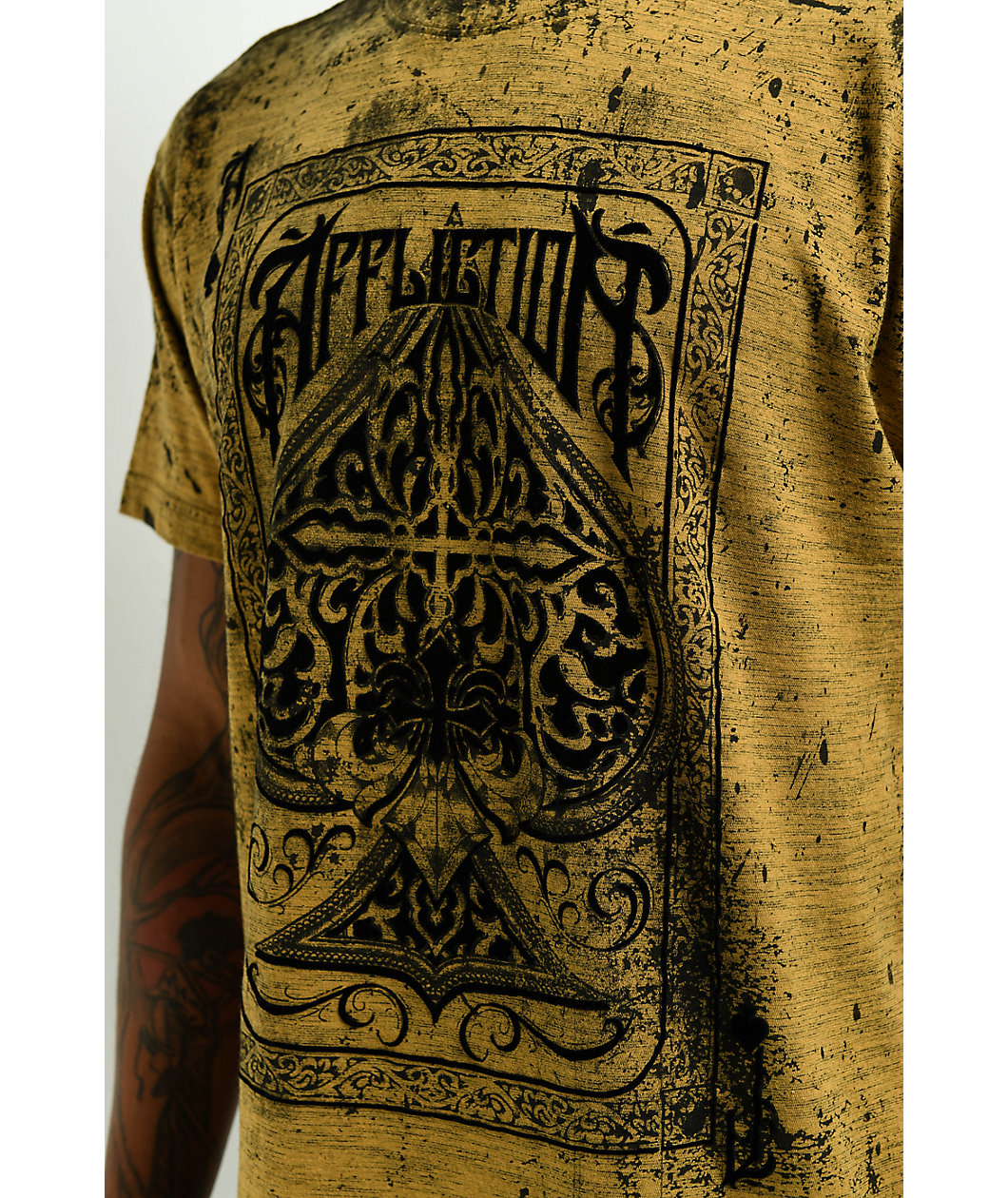 Affliction High Stakes Brown Acid Wash T-Shirt