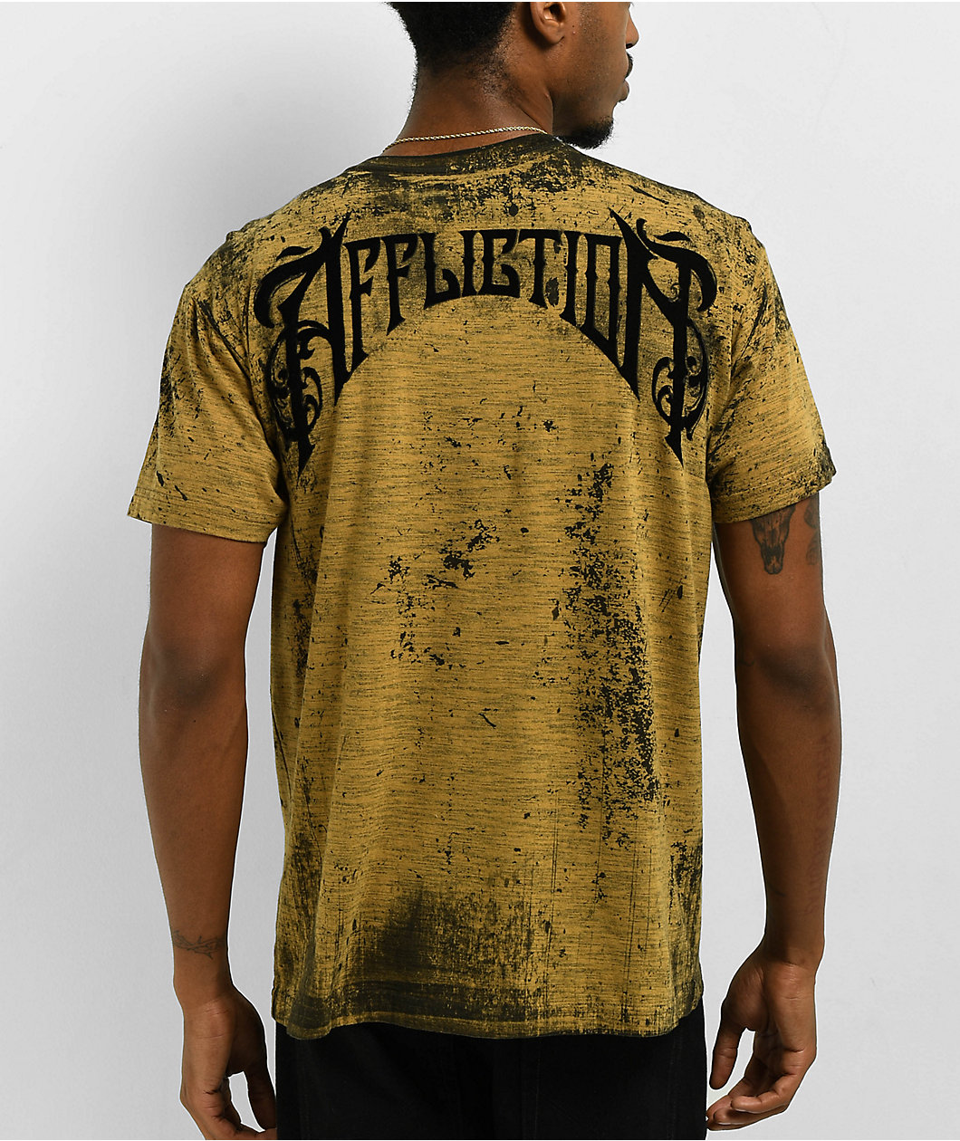 Affliction High Stakes Brown Acid Wash T-Shirt