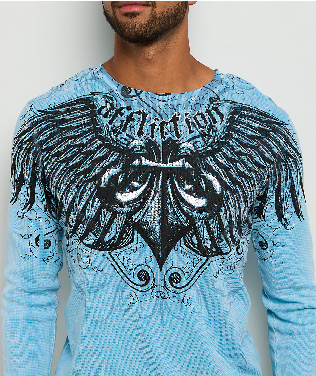 Affliction Ice Blade Blue Thermal Long Sleeve T-Shirt