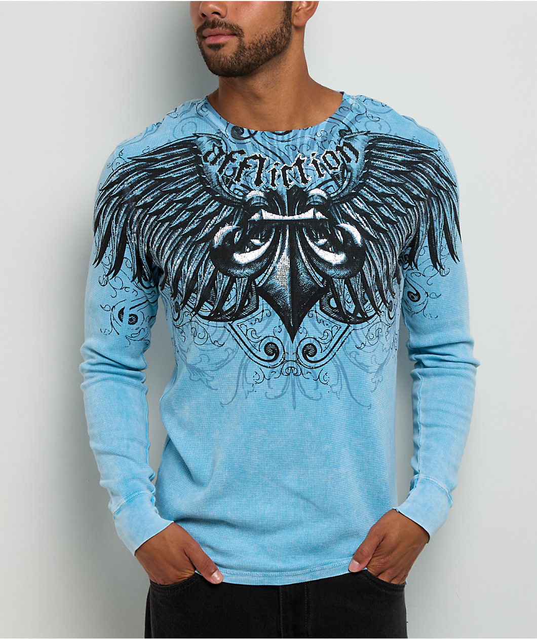 Affliction Ice Blade Blue Thermal Long Sleeve T-Shirt