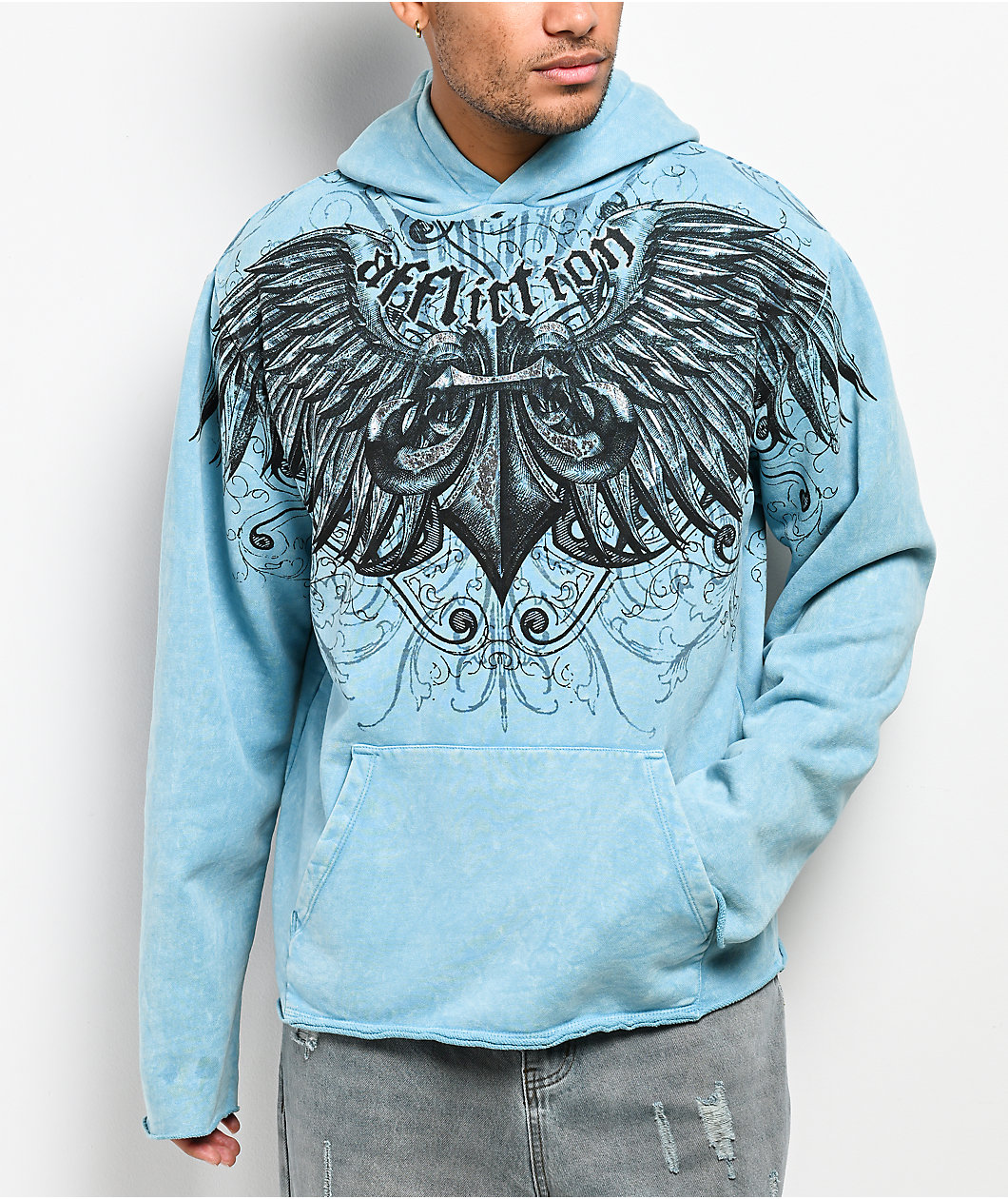 Affliction Ice Blade Blue Wash Hoodie