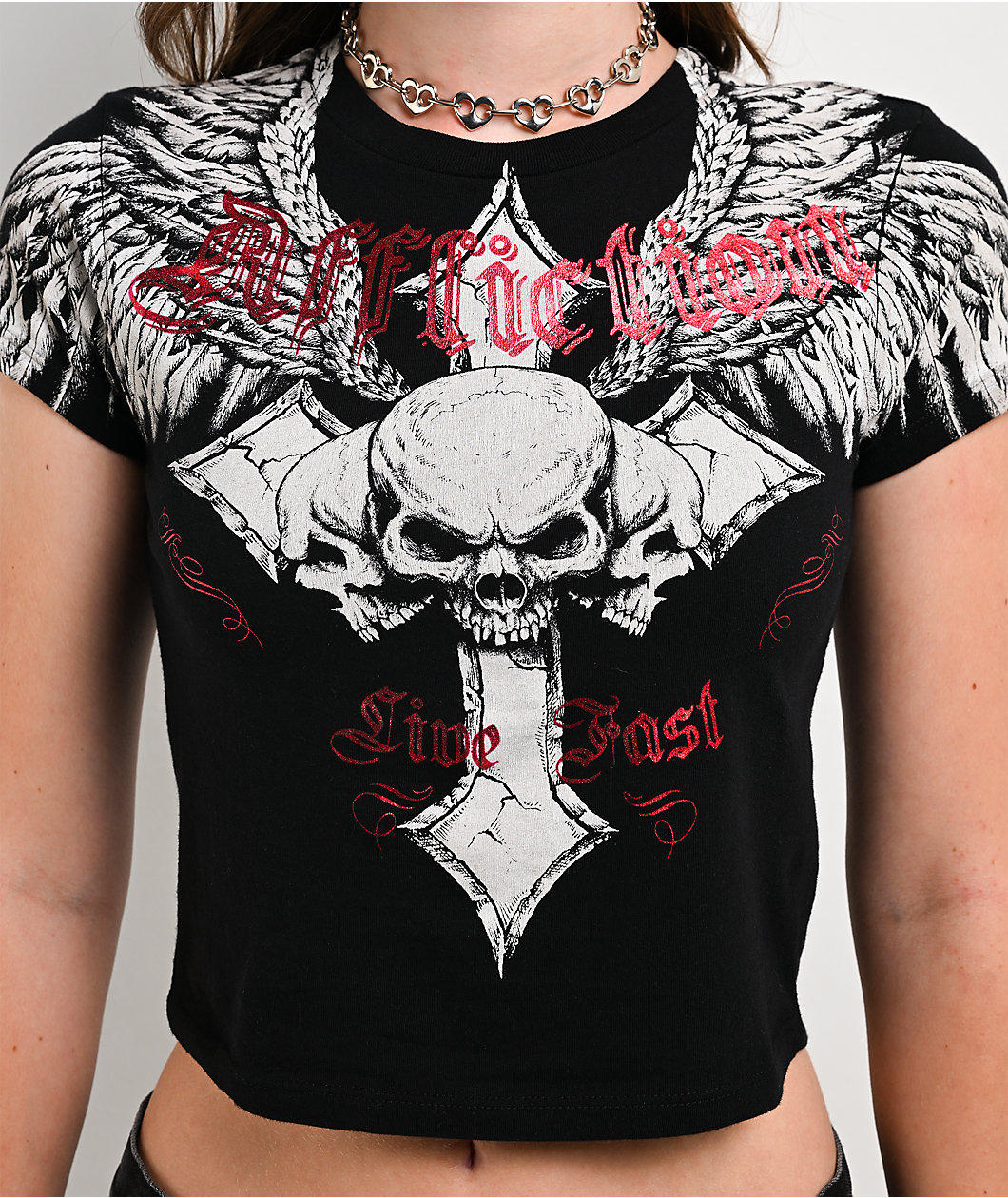 Affliction Imperial Life Black Crop T-Shirt