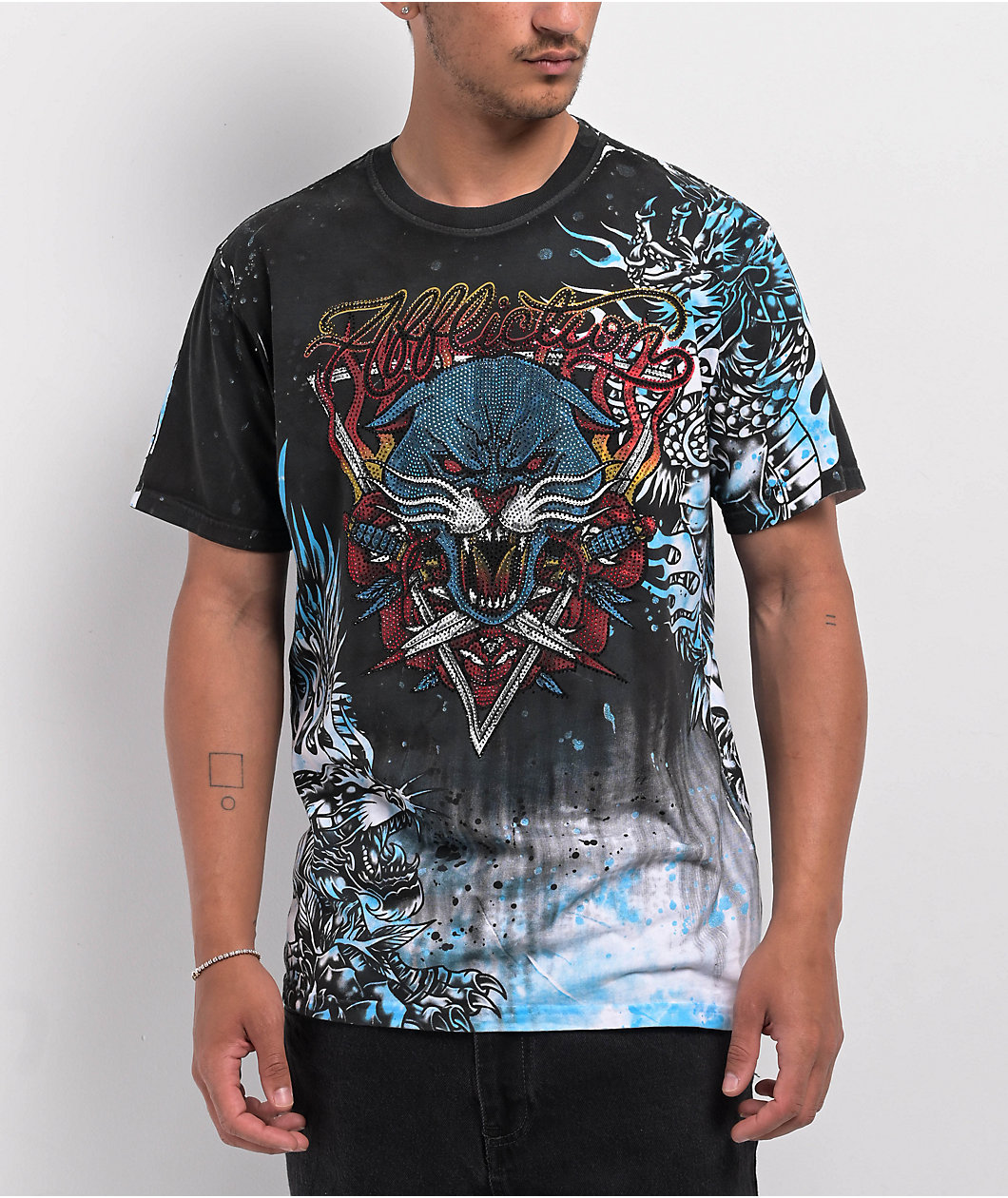 Affliction Internal Prowl Grey Wash T-Shirt