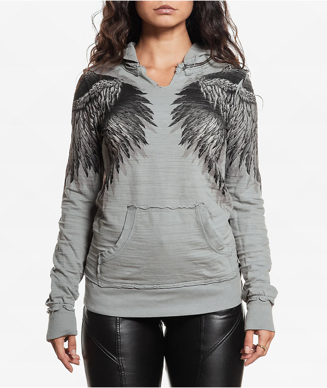 Affliction Isadore Grey Wash Hoodie