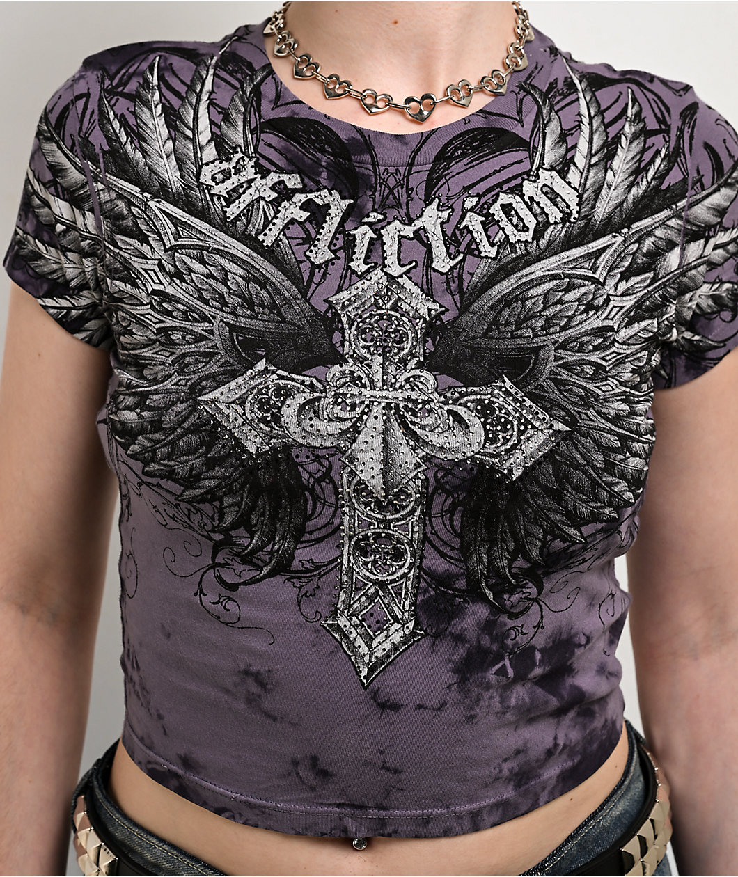 Affliction Jovial Purple Tie Dye Crop T-Shirt