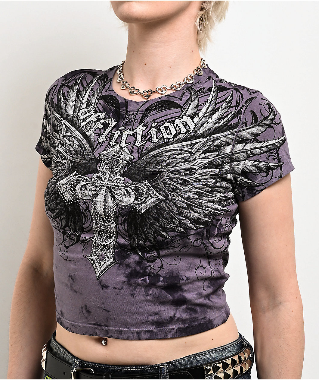 Affliction Jovial Purple Tie Dye Crop T-Shirt