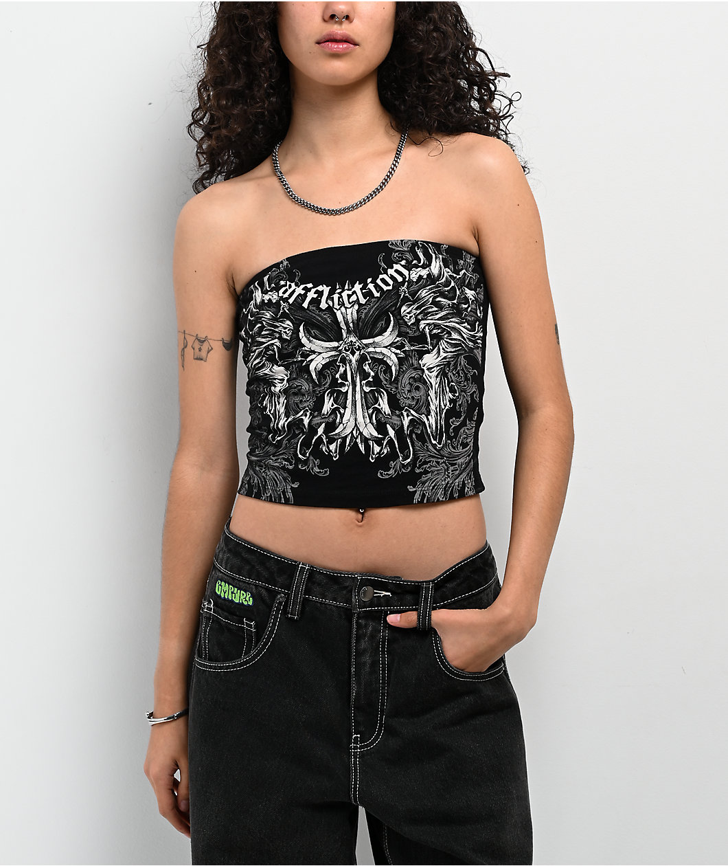 Affliction Jump Black Tube Top