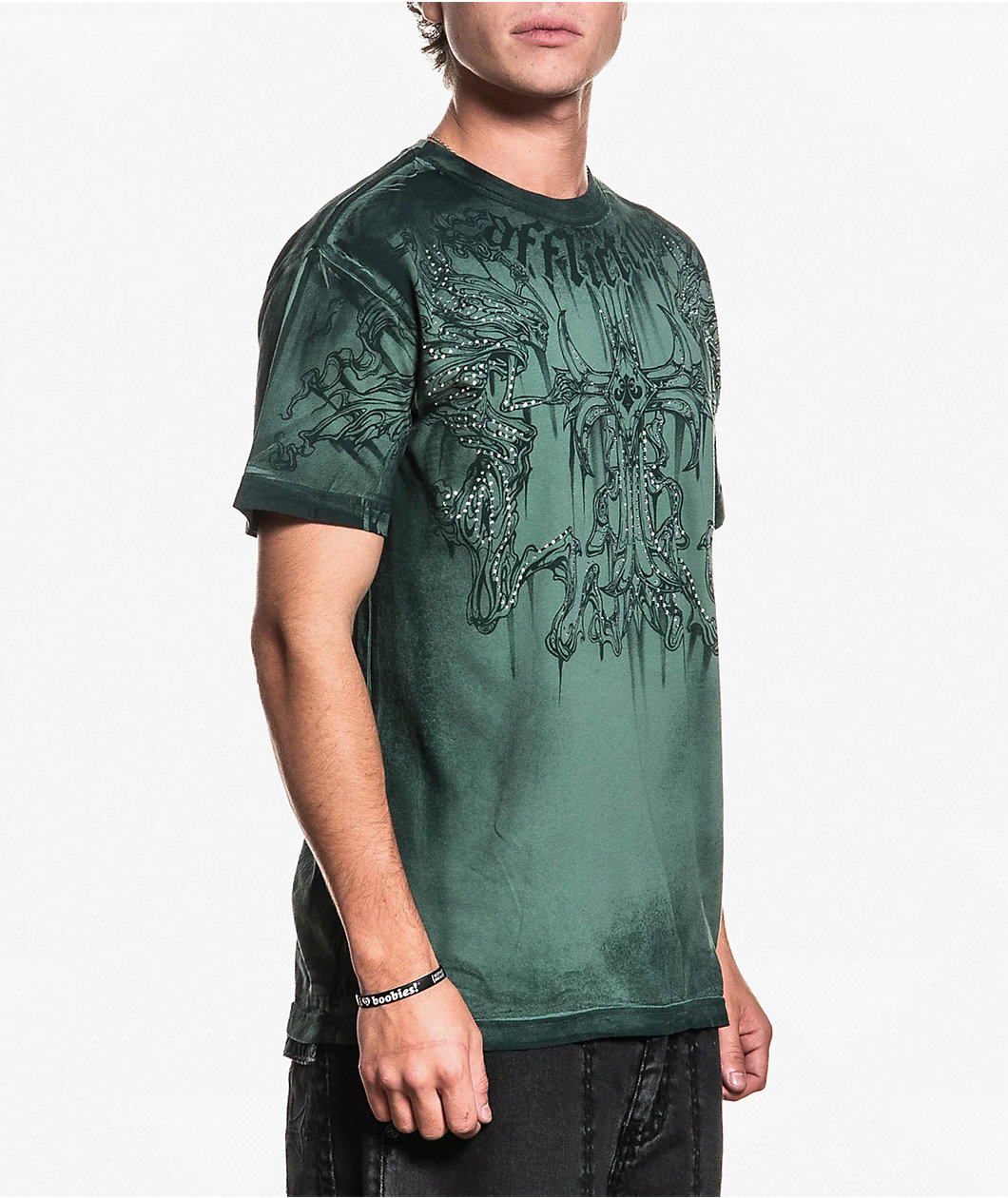 Affliction Jump Rhinestone Lily Pad Wash T-Shirt