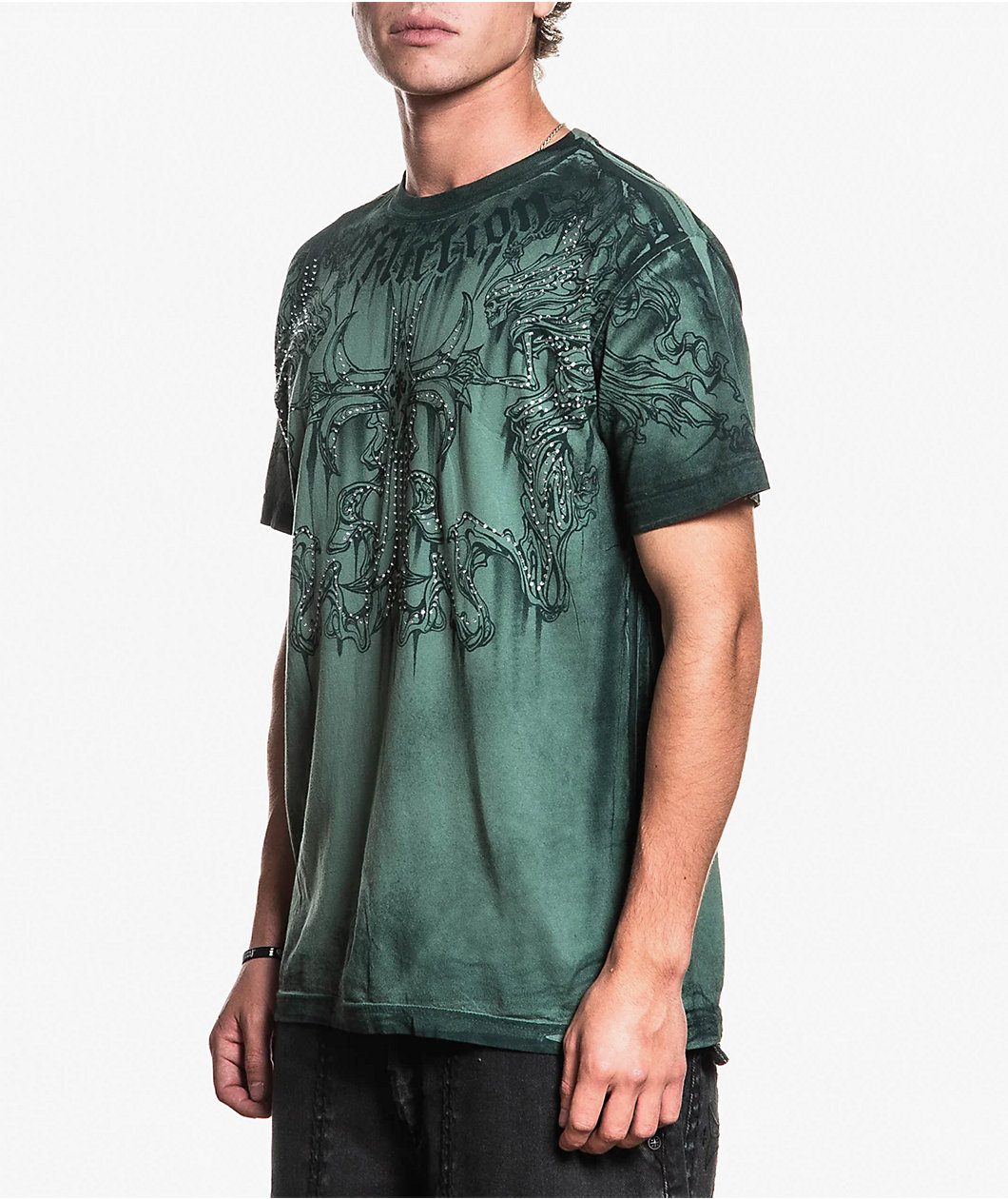 Affliction Jump Rhinestone Lily Pad Wash T-Shirt