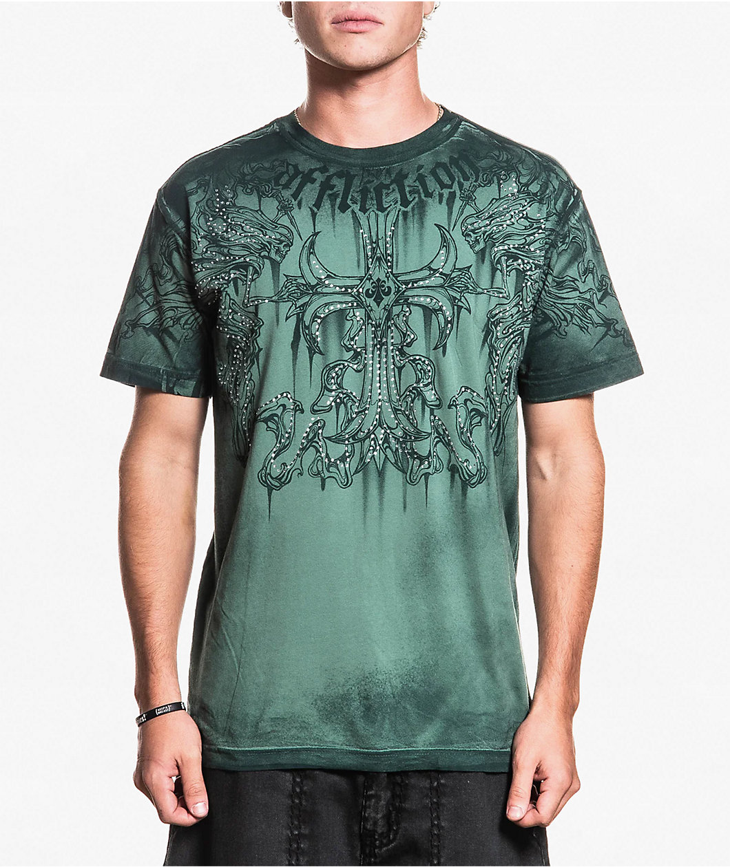 Affliction Jump Rhinestone Lily Pad Wash T-Shirt