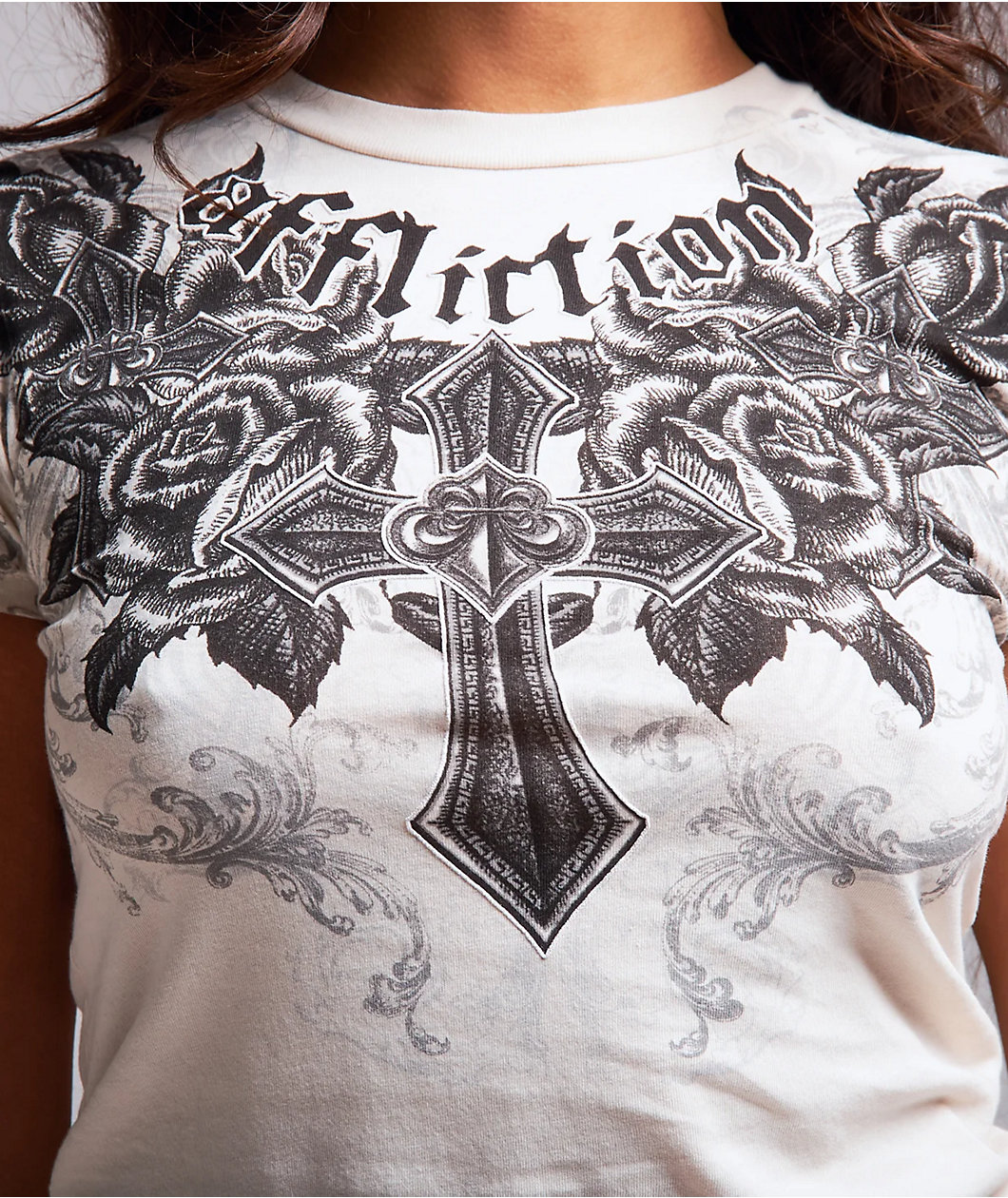 Affliction Keep The Faith White Crop T-Shirt