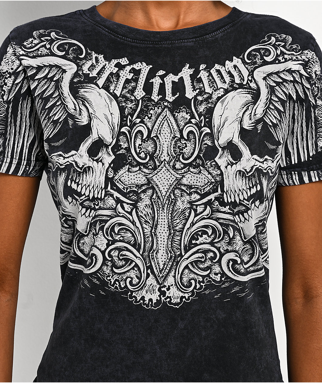 Affliction Keeper Black Wash Cutout T-Shirt