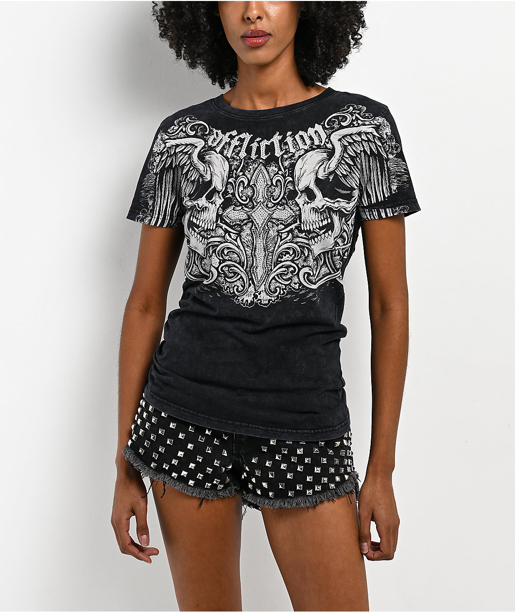 Affliction Keeper Black Wash Cutout T-Shirt