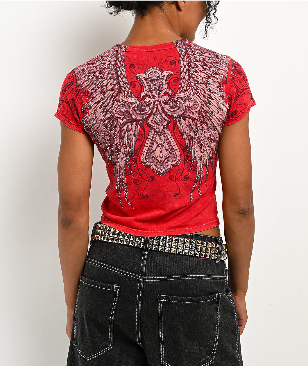 Affliction Kingdom Red Crop T-Shirt