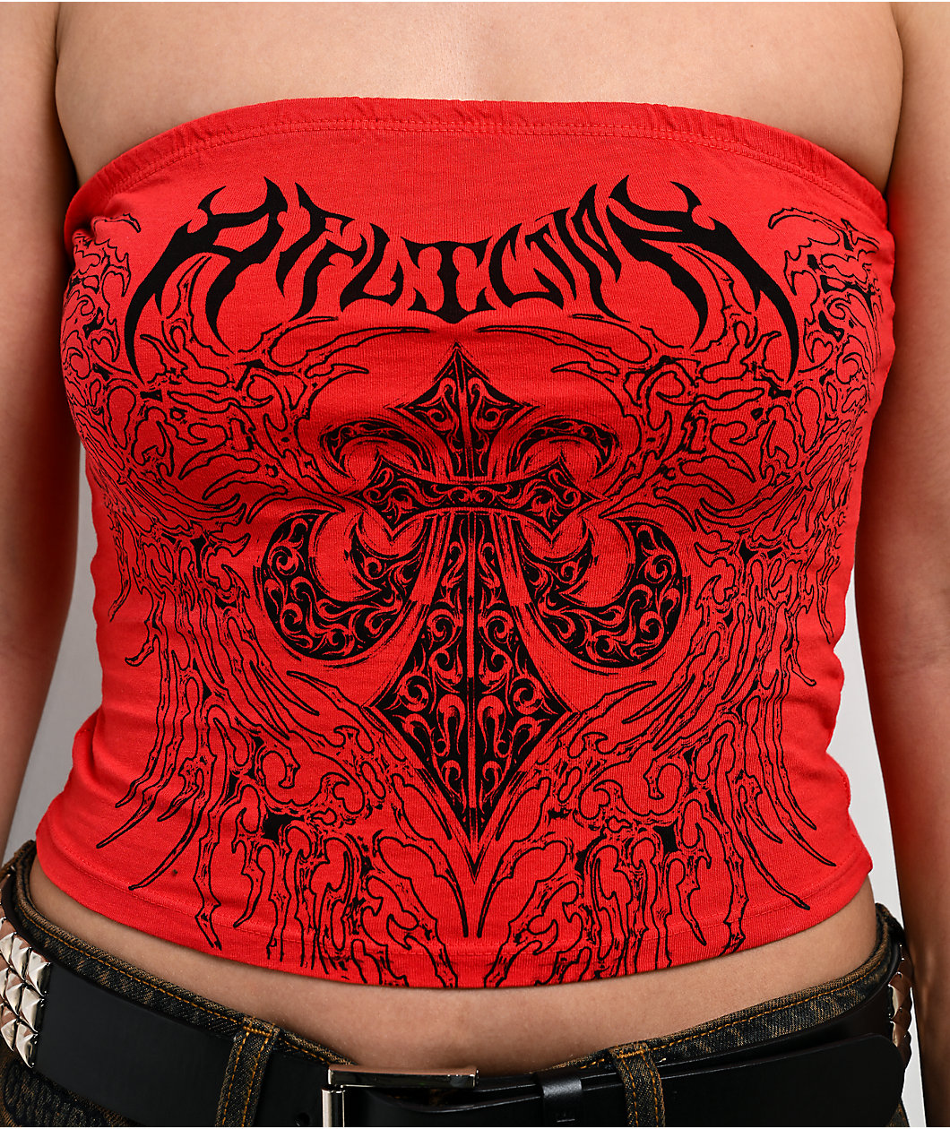 Affliction Liquid Signify Red Tube Top