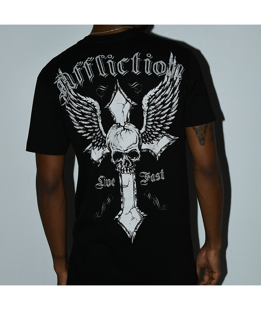 Affliction Live Fast Reflective Black T-Shirt