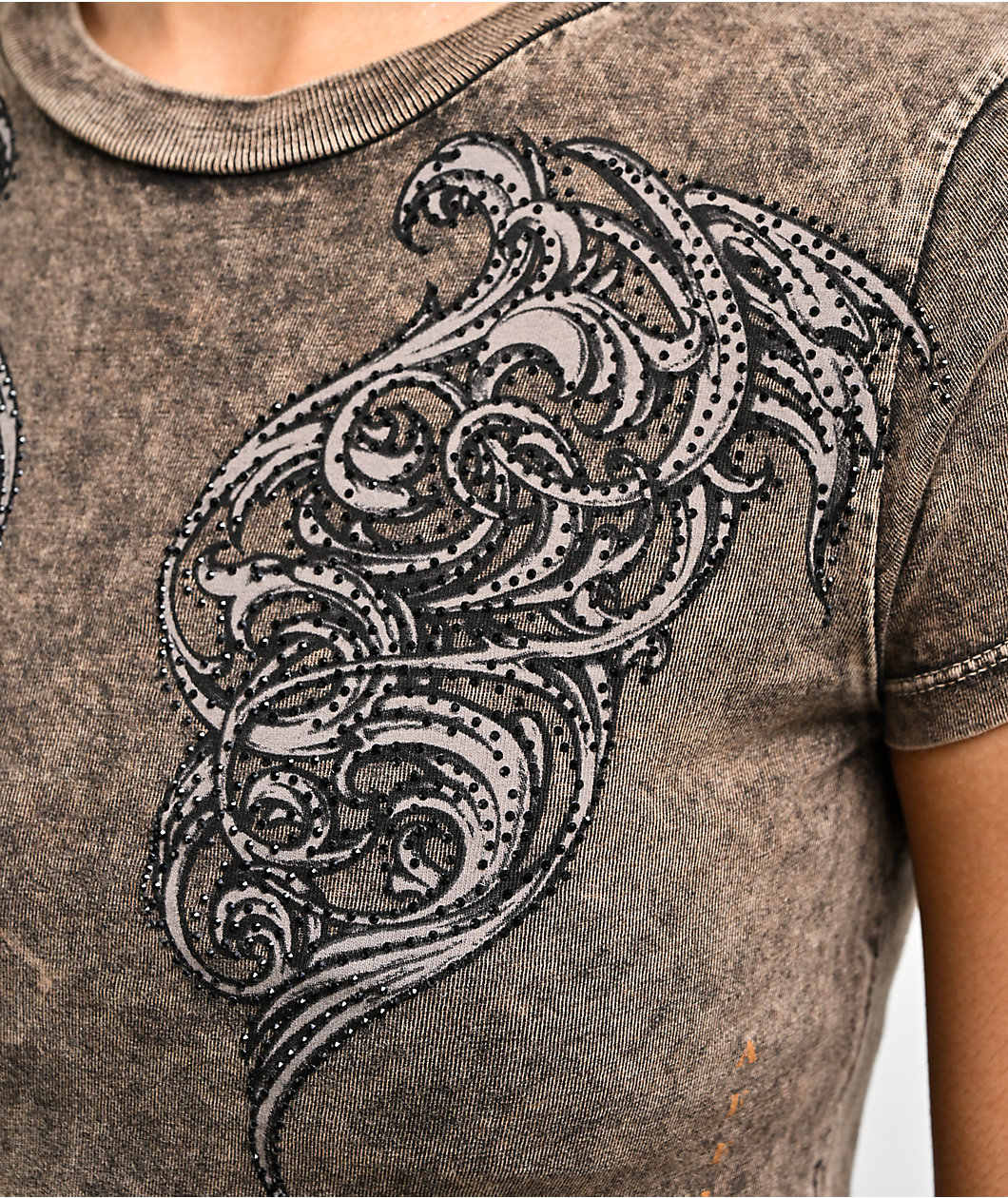 Affliction Lovington Black Wash Crop T-Shirt