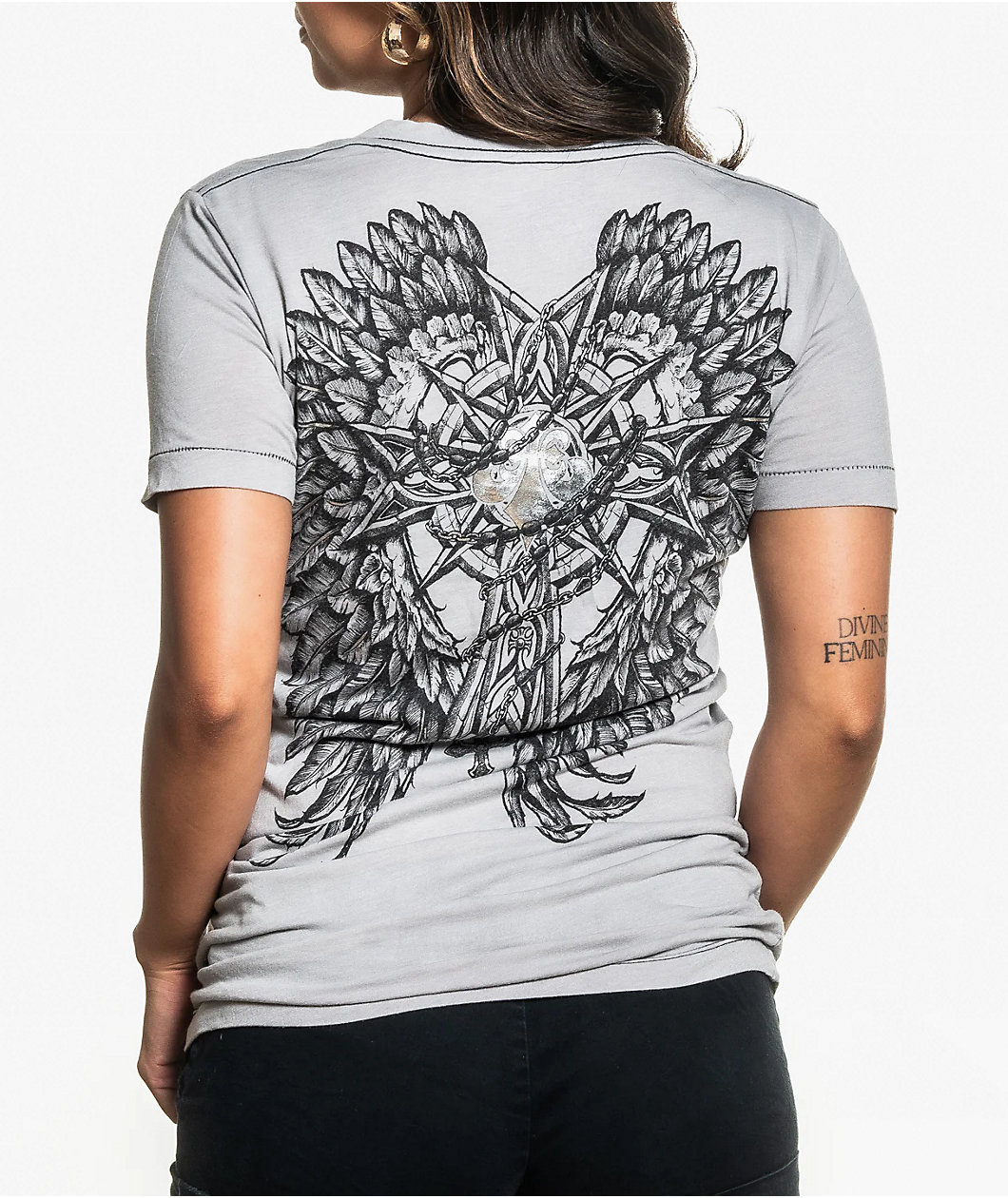Affliction Medallion Grey V-Neck T-Shirt