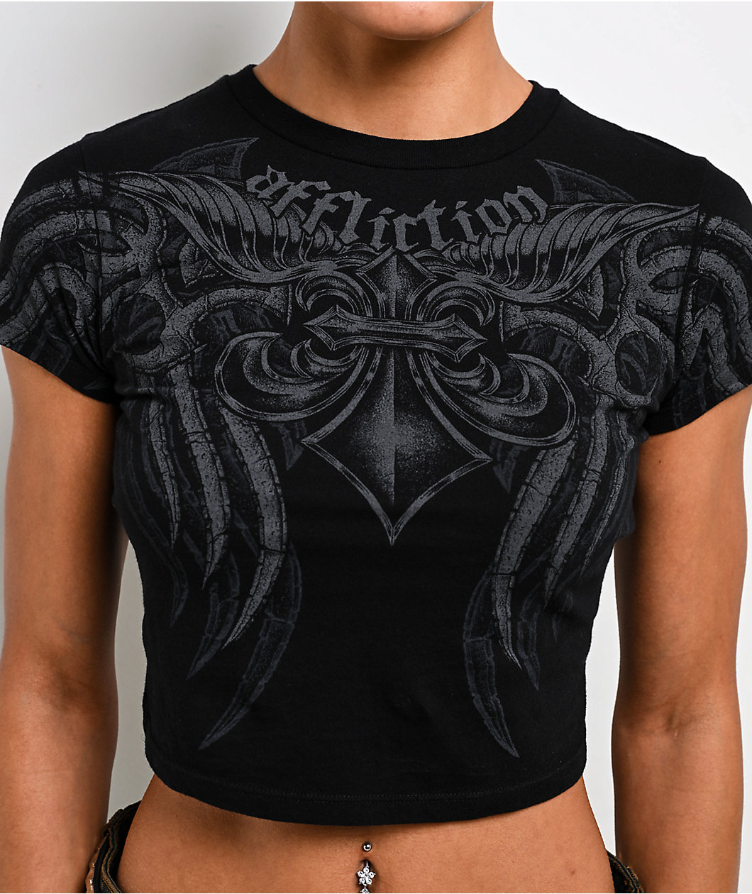 Affliction Mercenary Black Crop T-Shirt