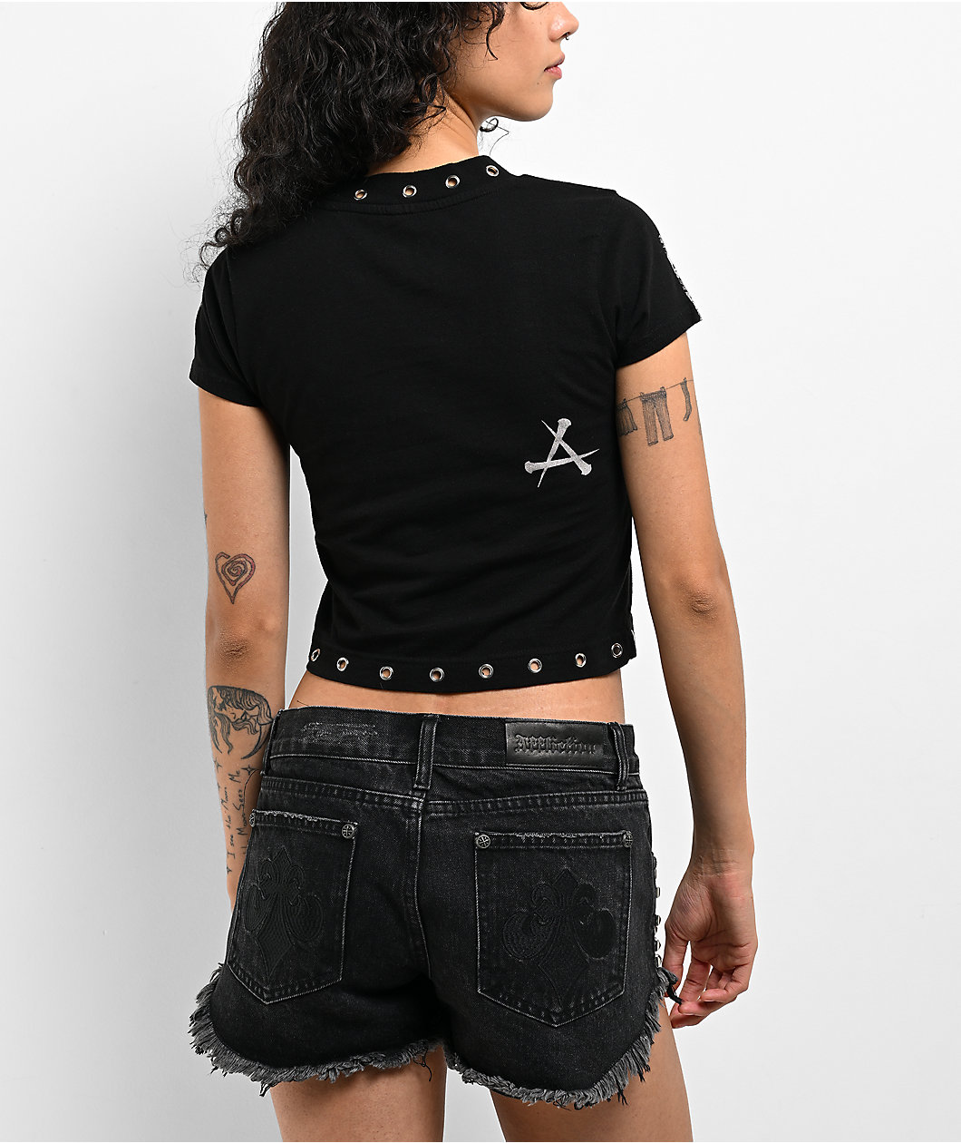 Affliction Mortal Veil Black Crop T-Shirt