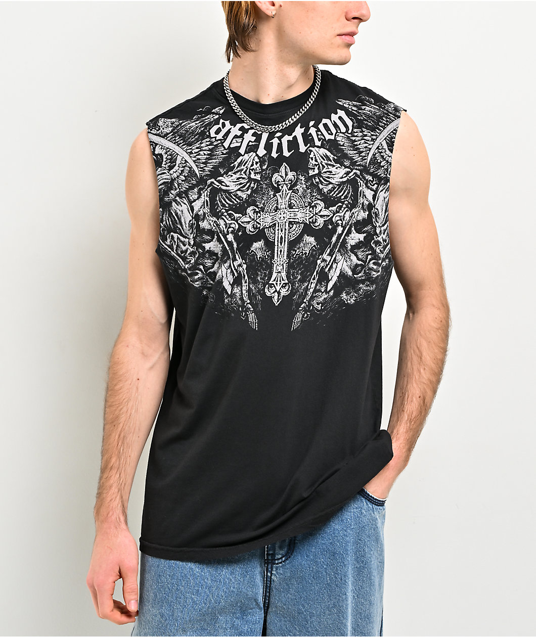 Affliction Mortal Veil Black Tank Top