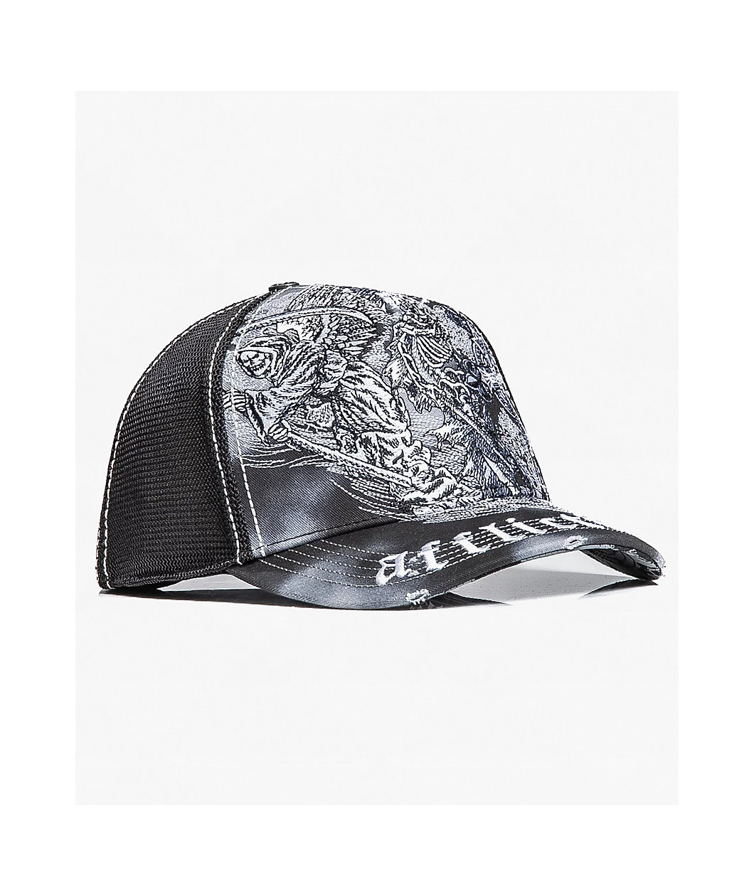 Affliction Mortal Veil Black Trucker Hat
