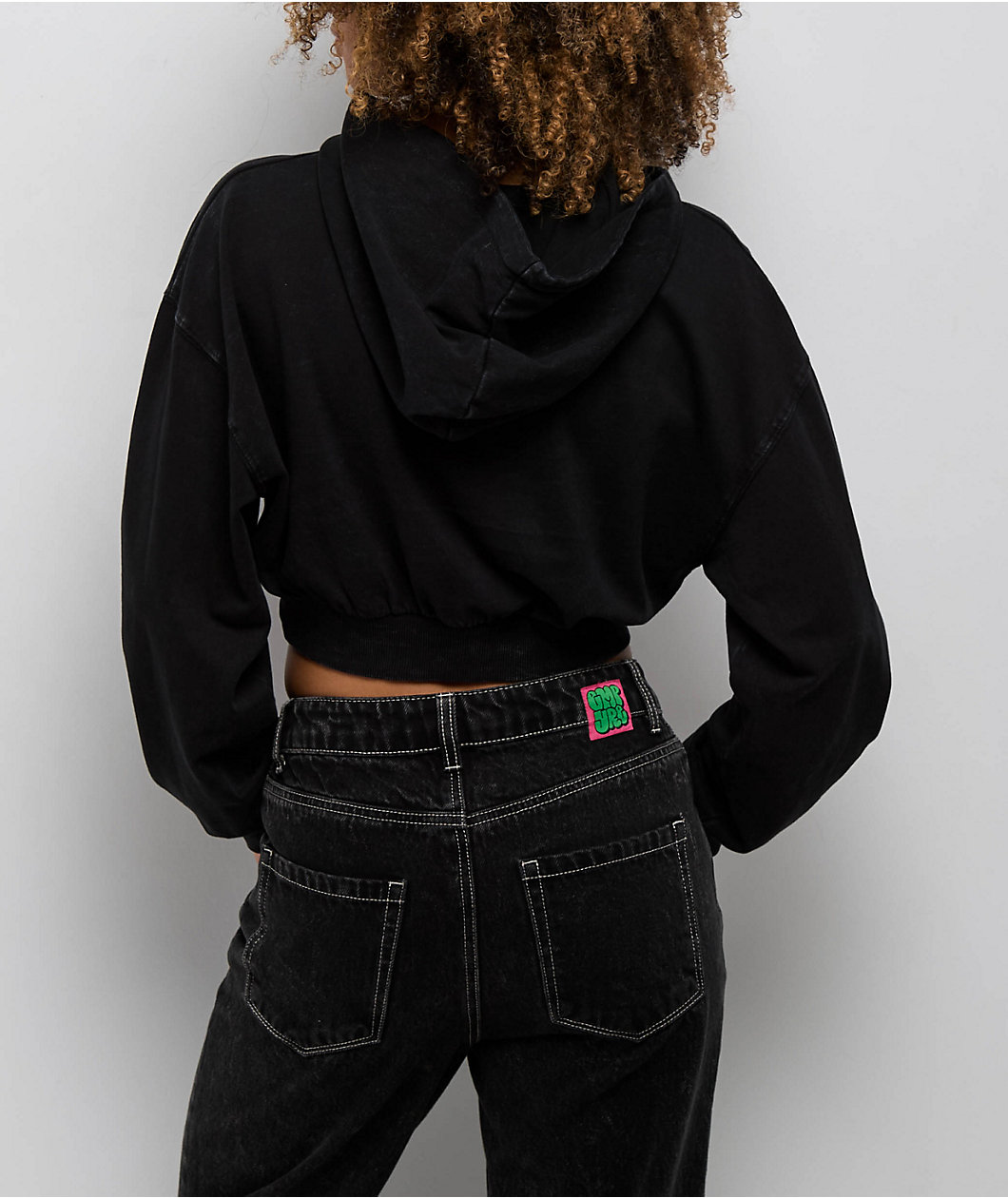 Affliction Mortal Veil Black Wash Crop Hoodie