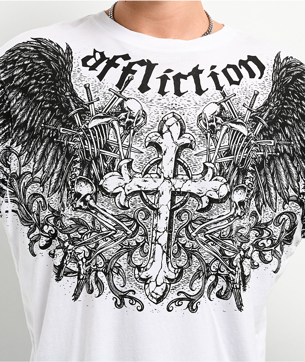 Affliction Ominous Shadow White & Grey 2fer Long Sleeve T-Shirt