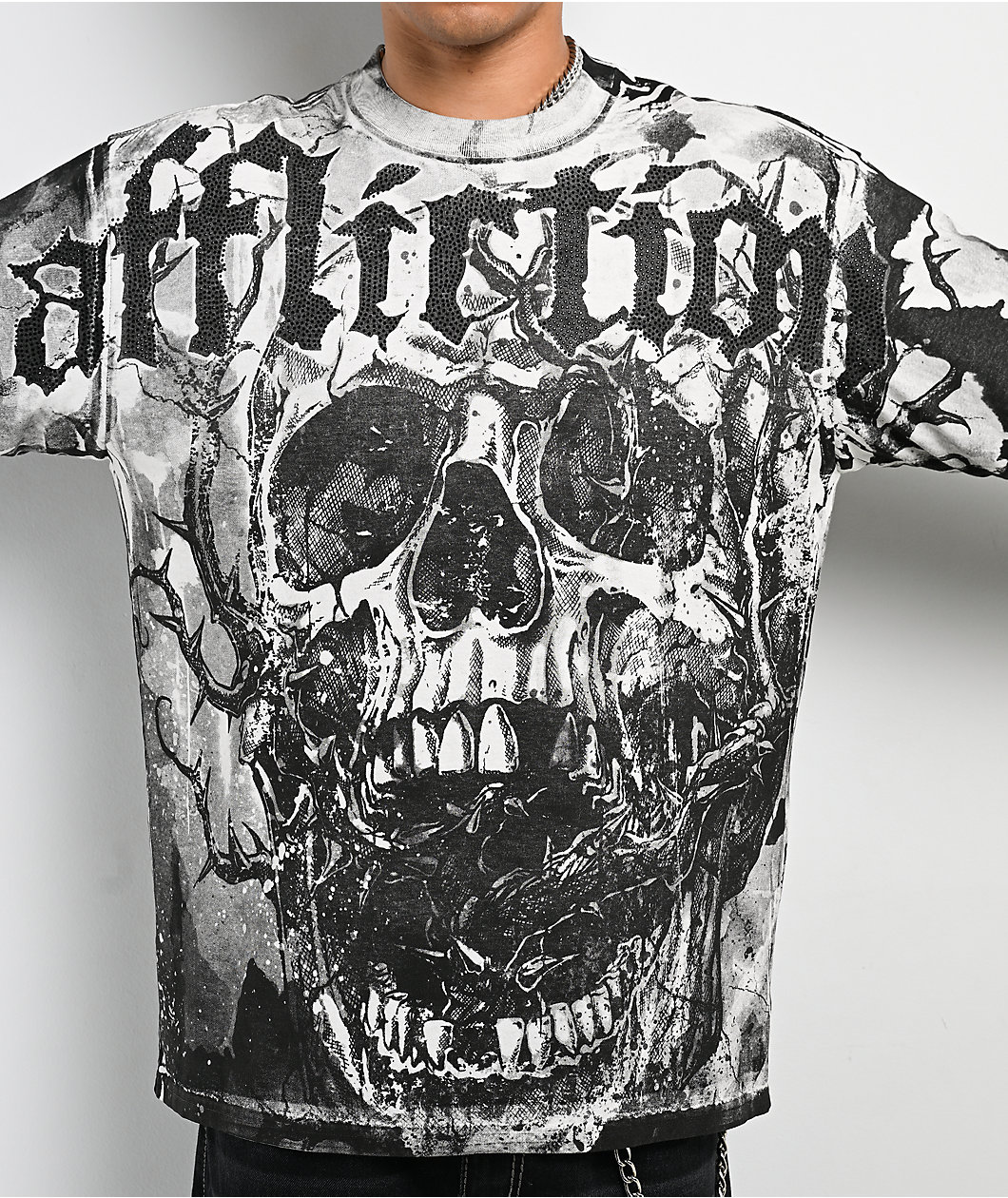 Affliction Poison Wasteland White & Black 2fer Long Sleeve T-Shirt