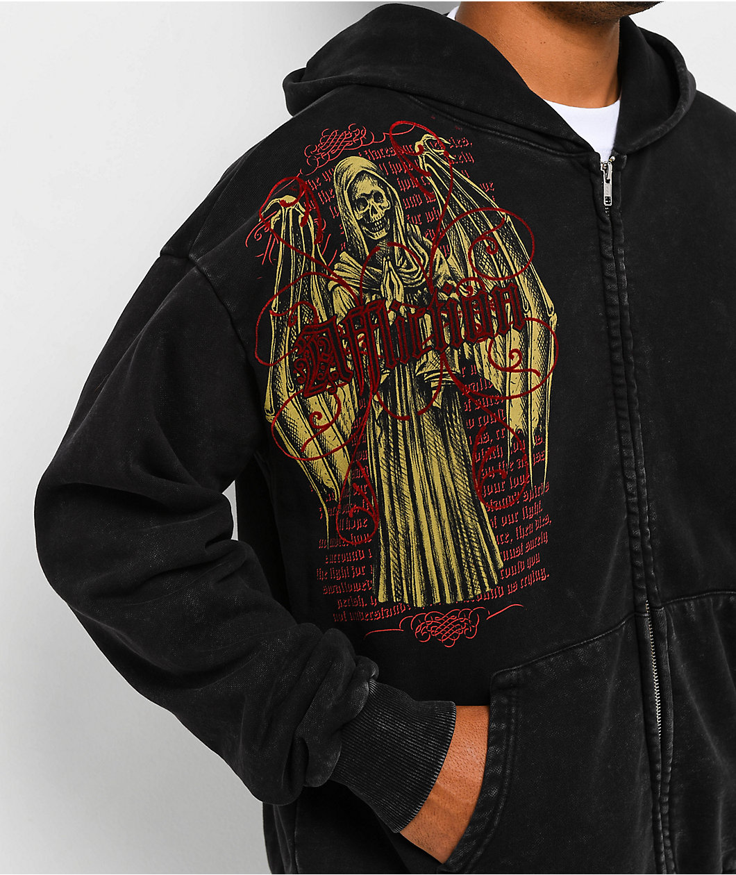 Affliction Prayer Black Wash Zip Hoodie