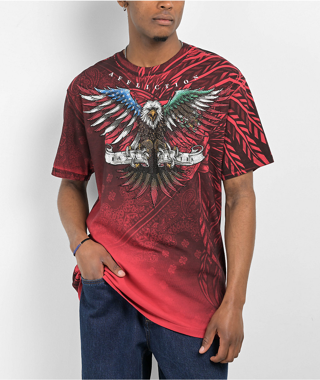 Affliction Raza Unida Red T-Shirt