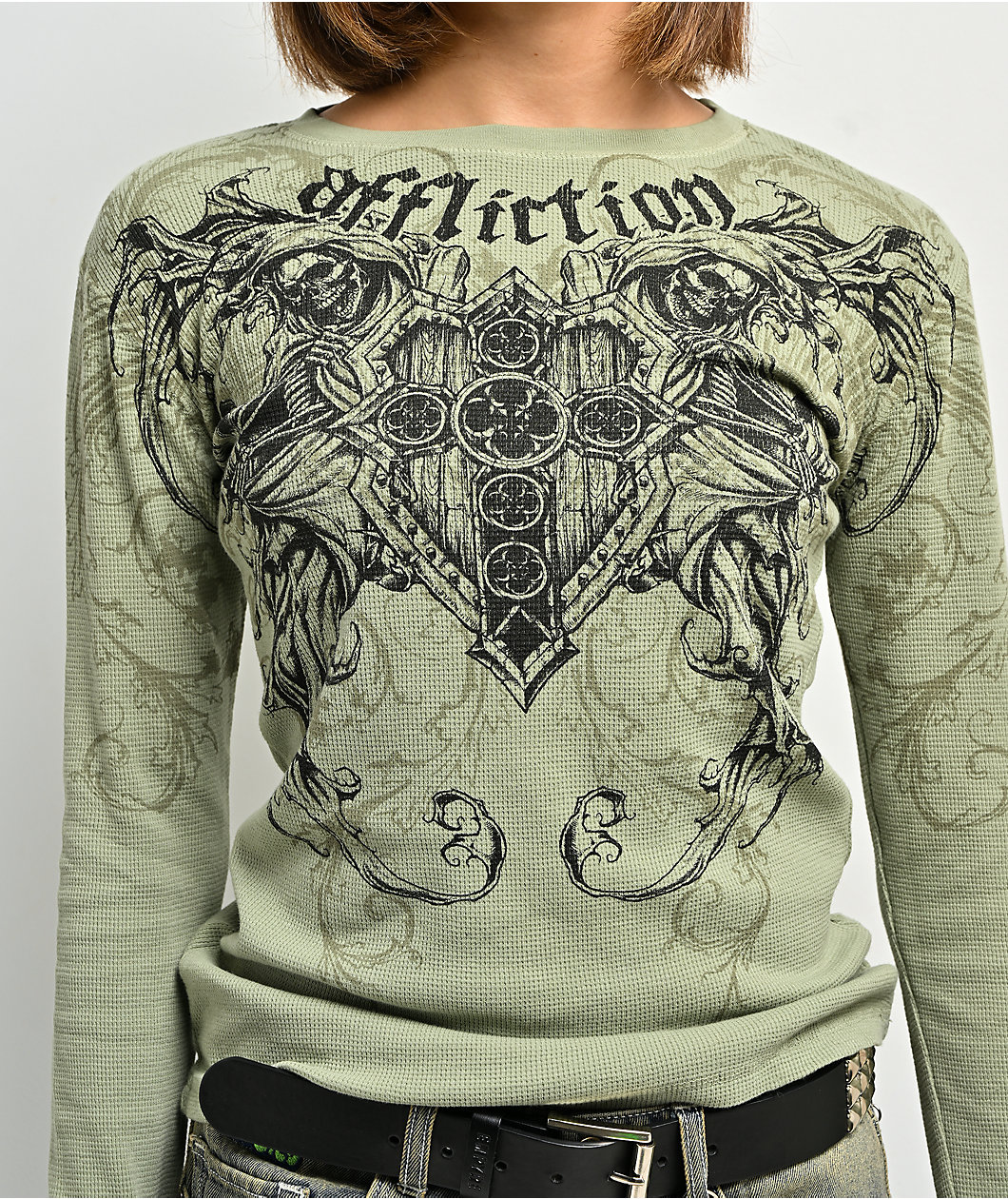 Affliction Repent Green Thermal Long Sleeve T-Shirt