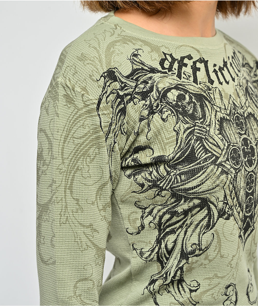 Affliction Repent Green Thermal Long Sleeve T-Shirt