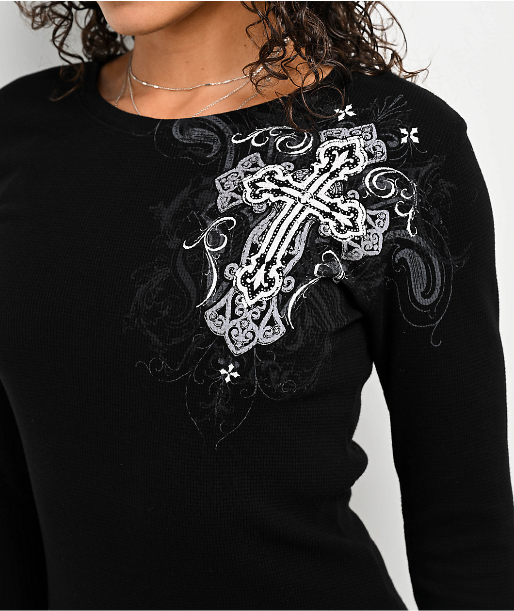 Affliction Reverie Black Lava Thermal Long Sleeve T-Shirt