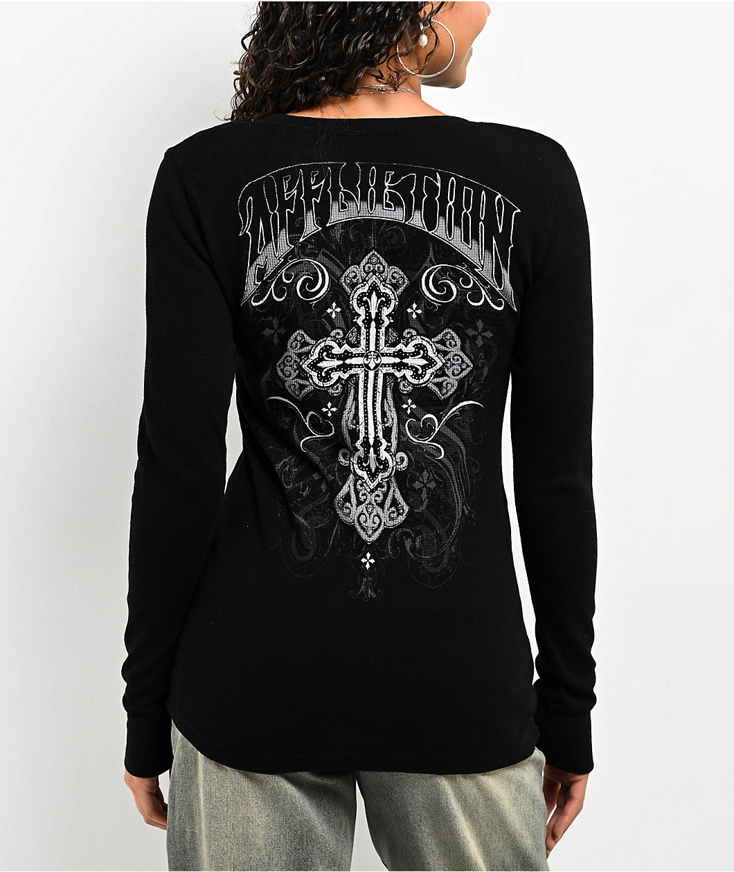 Affliction Reverie Black Lava Thermal Long Sleeve T-Shirt