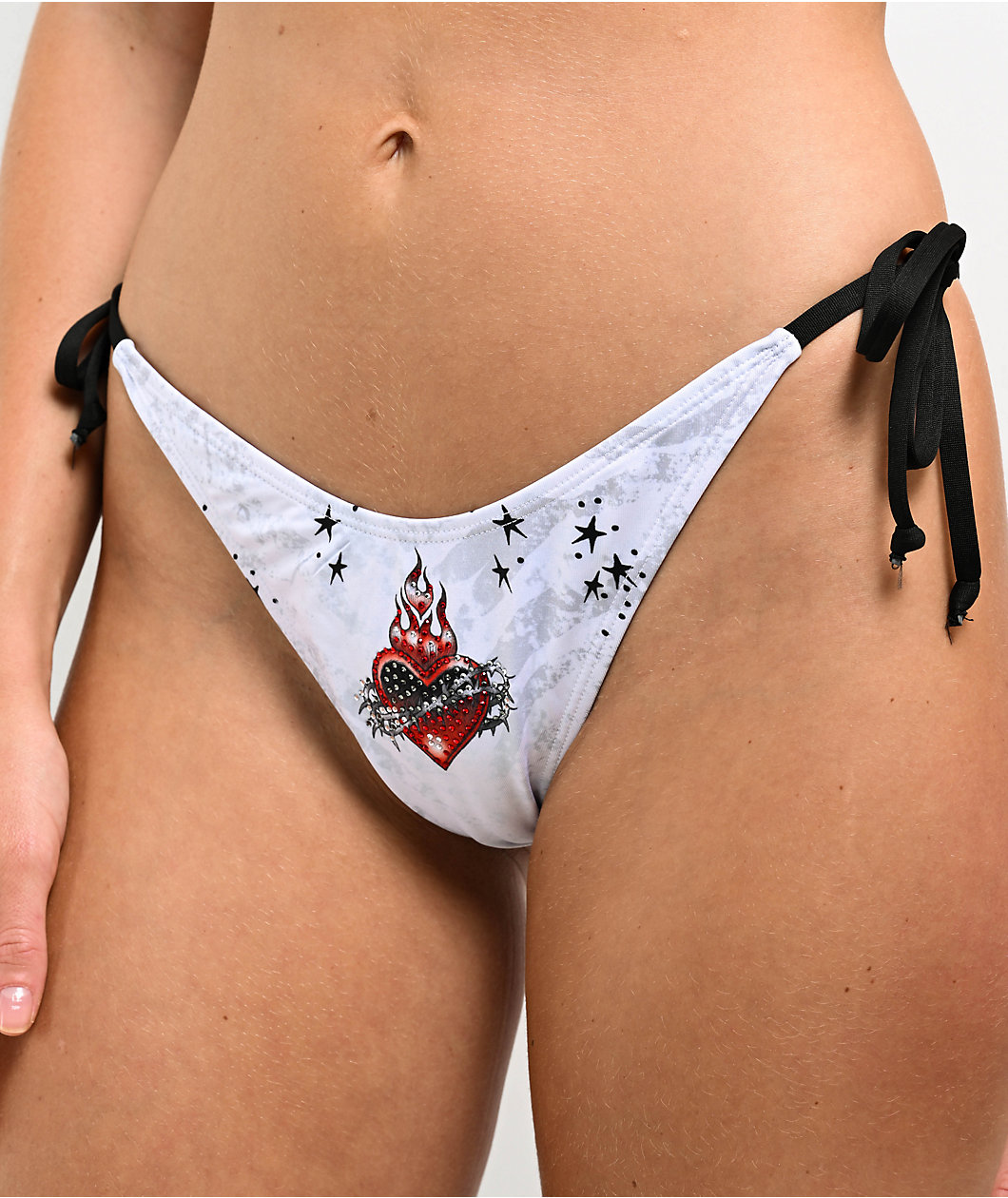 Affliction Rhinestone Devotion White Bikini Bottom