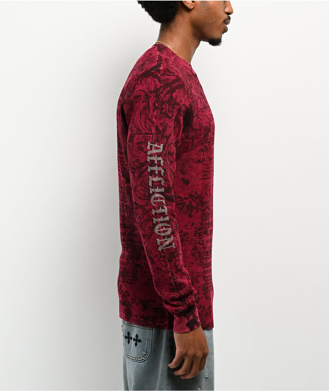 Affliction Rising Passage Red Wash Thermal Long Sleeve T-Shirt