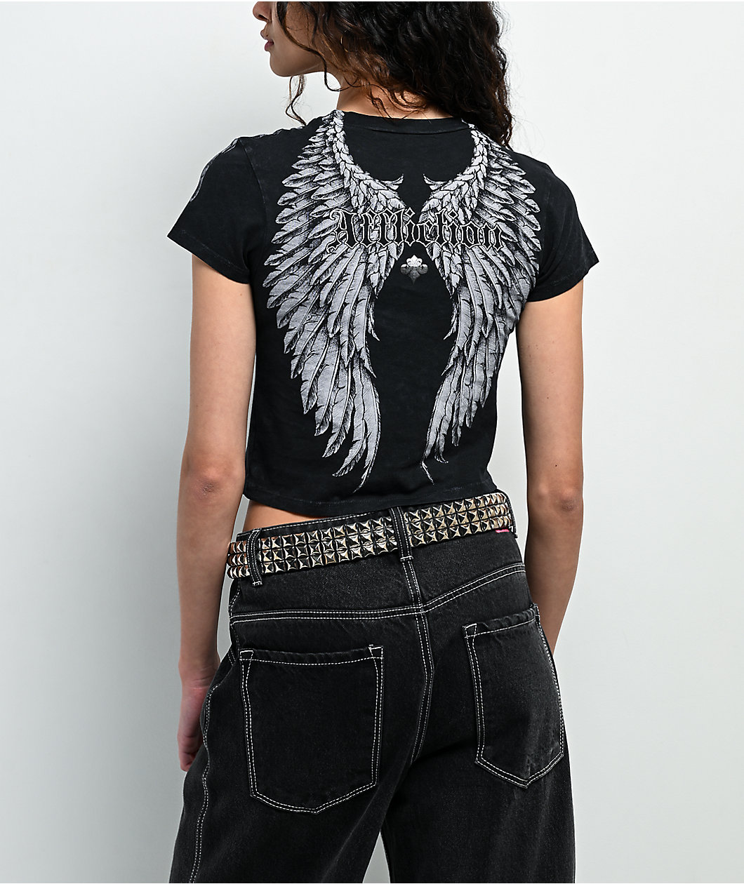 Affliction Rosary Of Life Black Crop T-Shirt