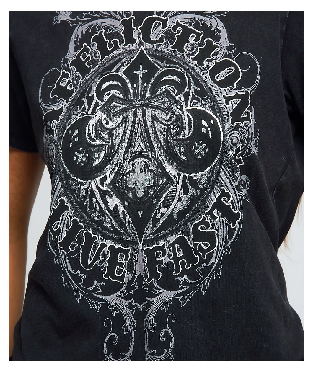 Affliction Royale Black Wash Cutout T-Shirt