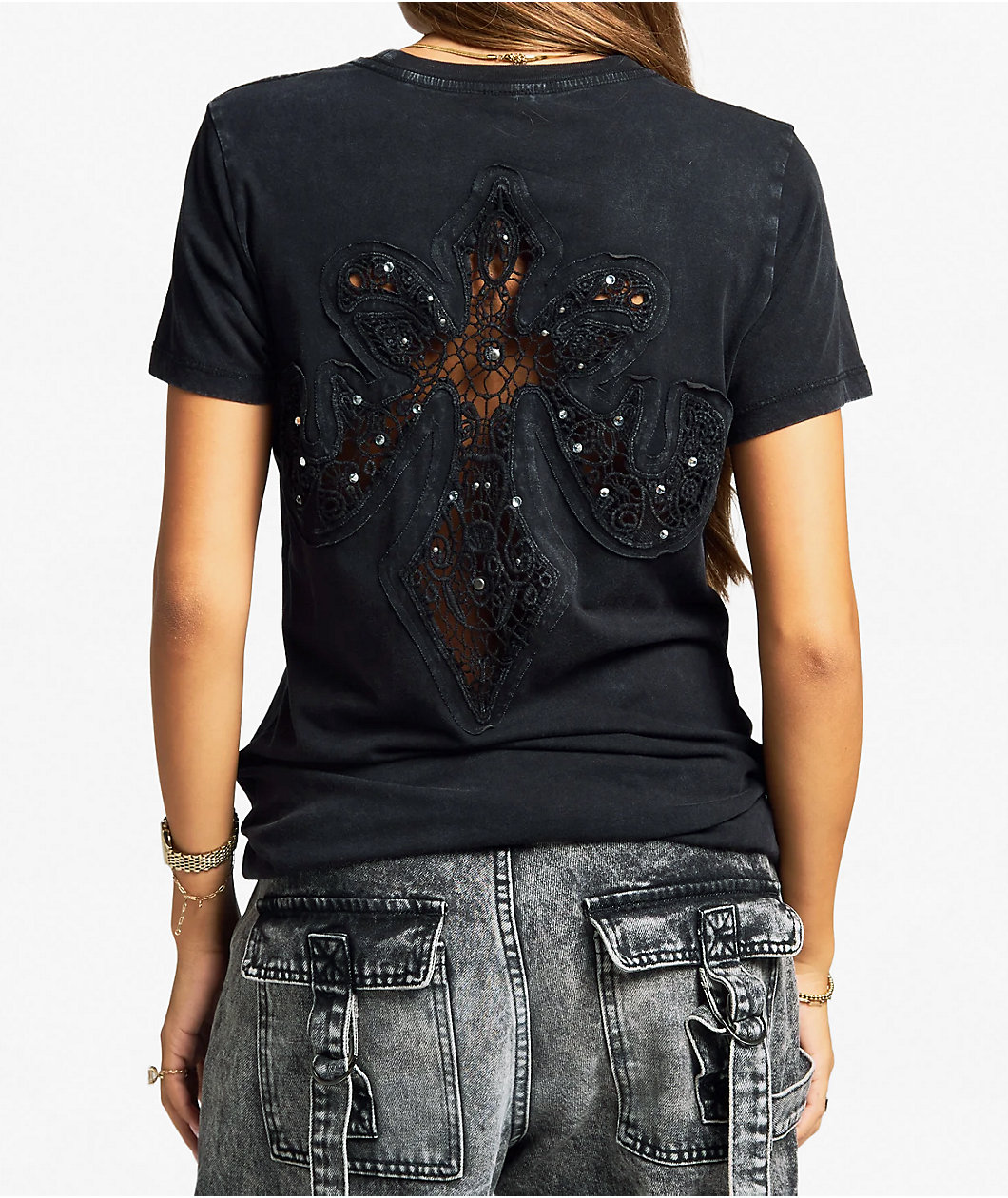Affliction Royale Black Wash Cutout T-Shirt
