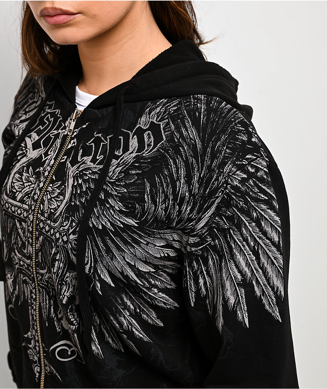 Affliction Saint Scream Black Relaxed Zip Hoodie