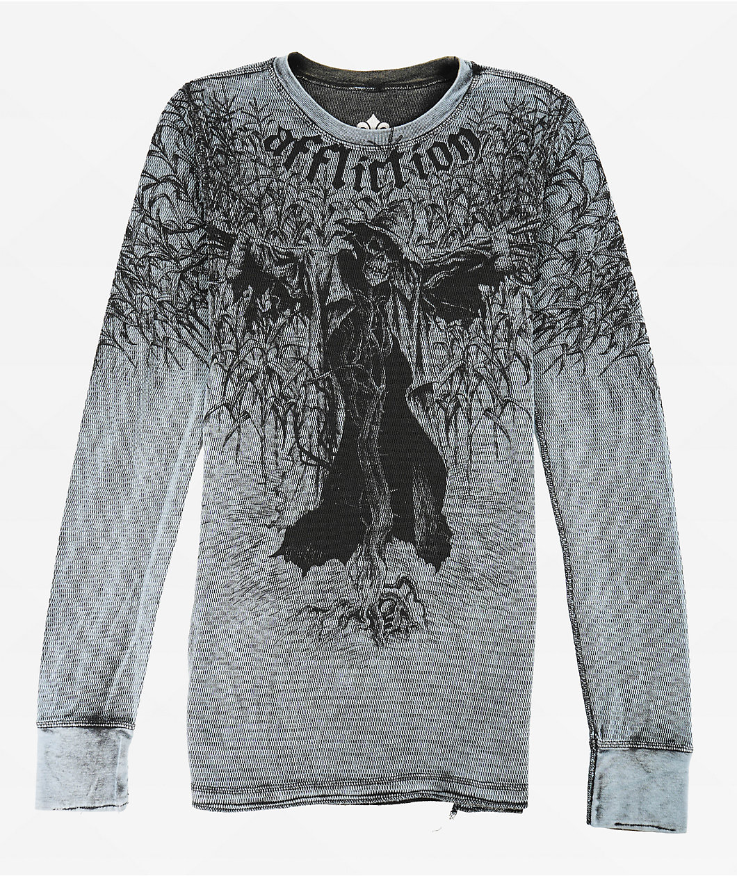 Affliction Scarecrow Grey Wash Reversible Thermal Long Sleeve T-Shirt