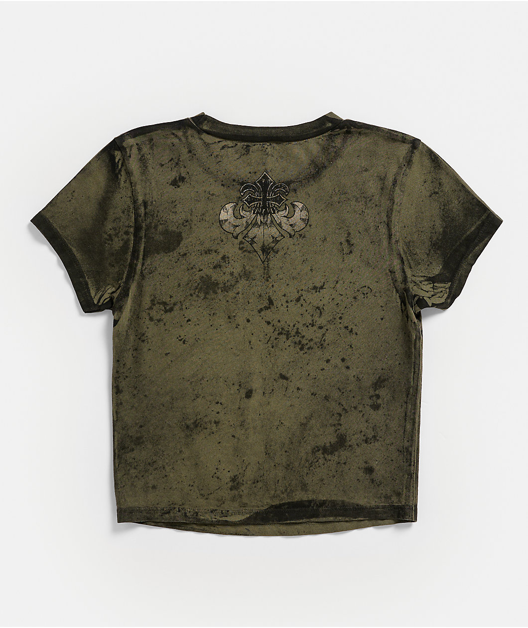 Affliction Screaming Earth Olive Green Wash Crop T-Shirt