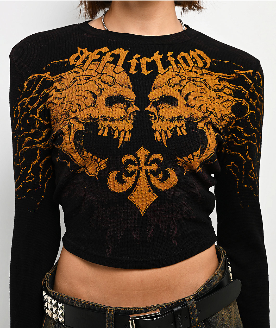 Affliction Screaming Roots Black Long Sleeve Thermal T-Shirt