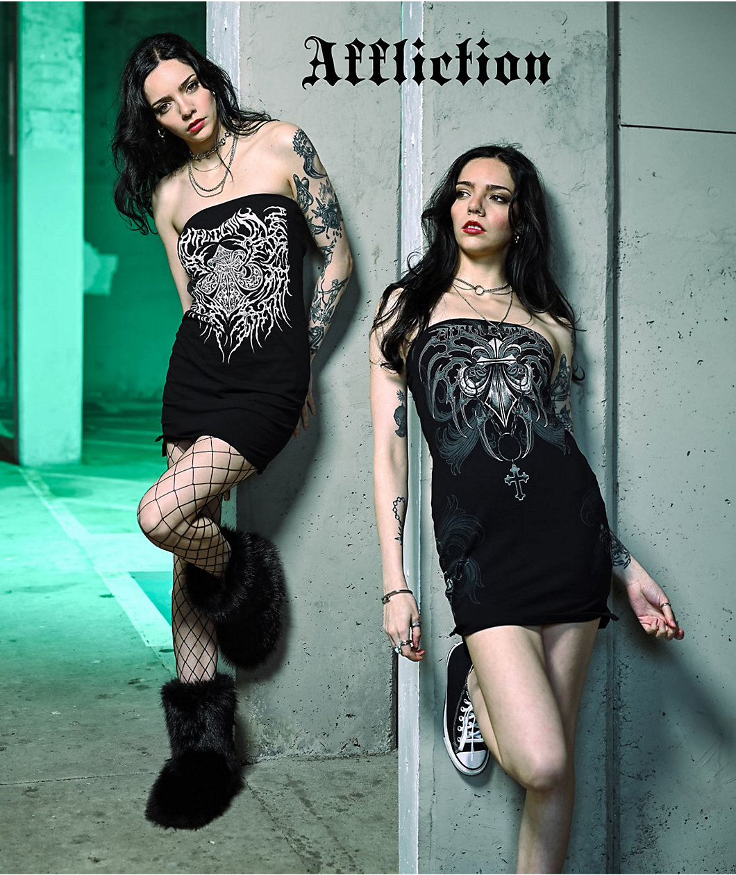 Affliction Shred Fest Black Tube Dress