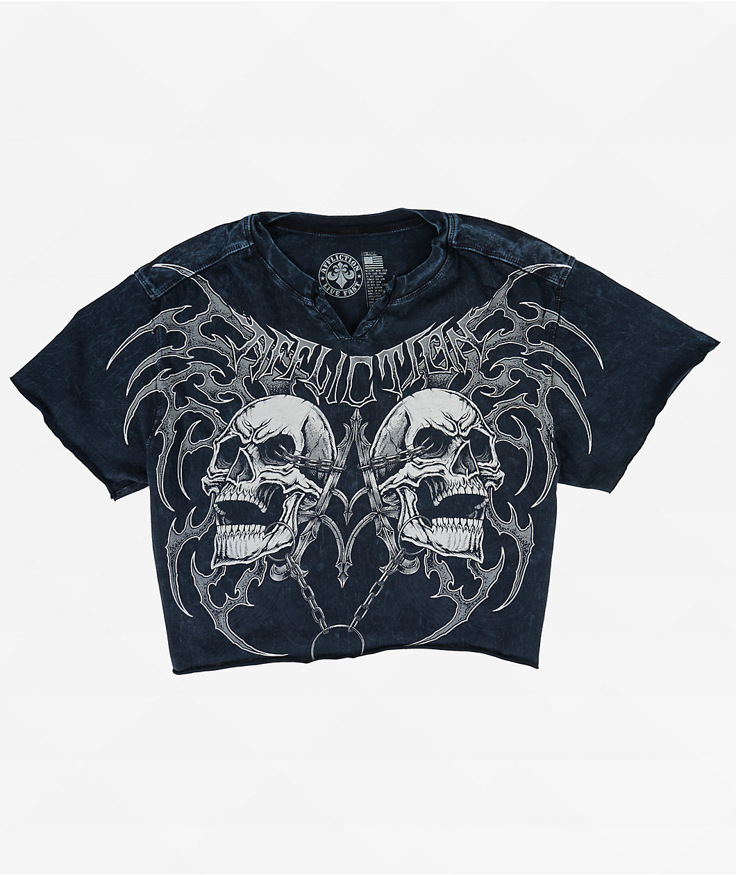 Affliction Shred Fest Black Wash Crop T-Shirt