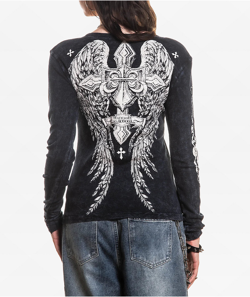 Affliction Simulation Black Wash Thermal Long Sleeve T-Shirt