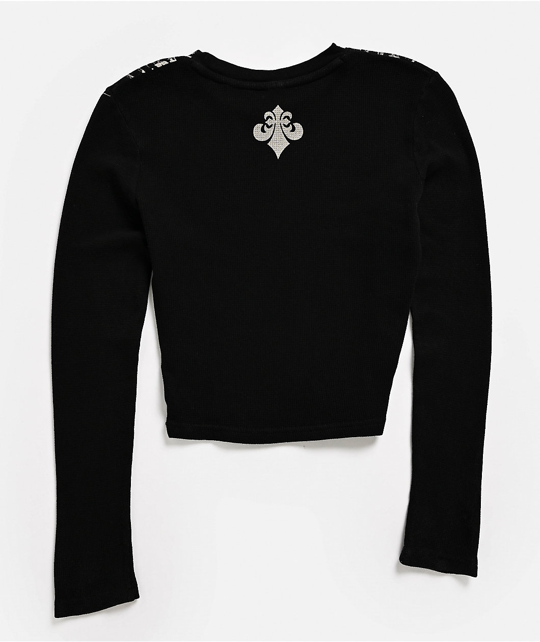 Affliction Skeleton Black Long Sleeve Thermal Crop T-Shirt