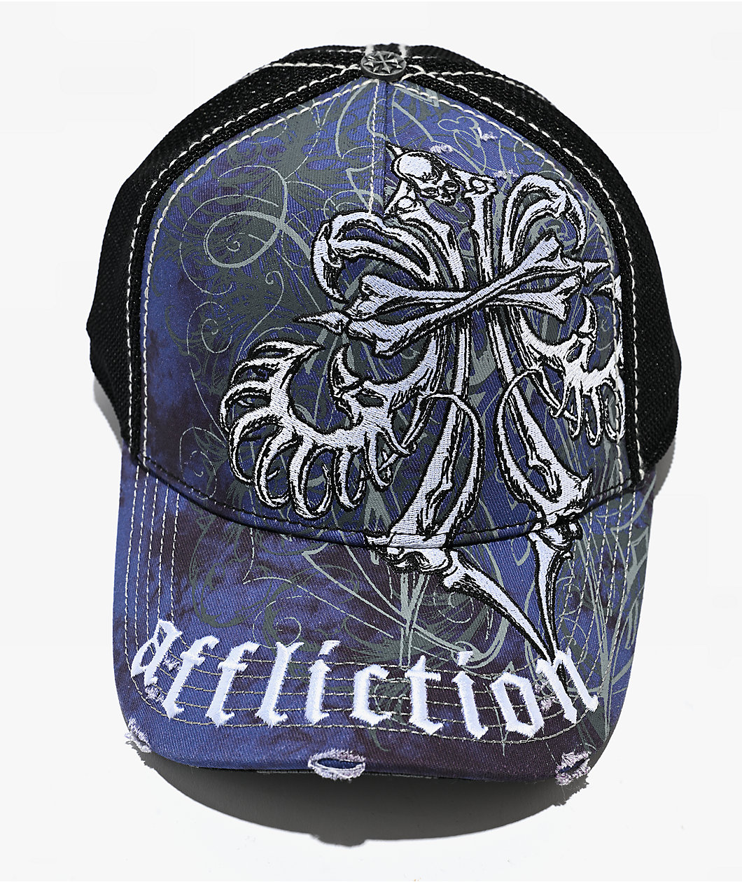 Affliction Skeleton Black Trucker Hat