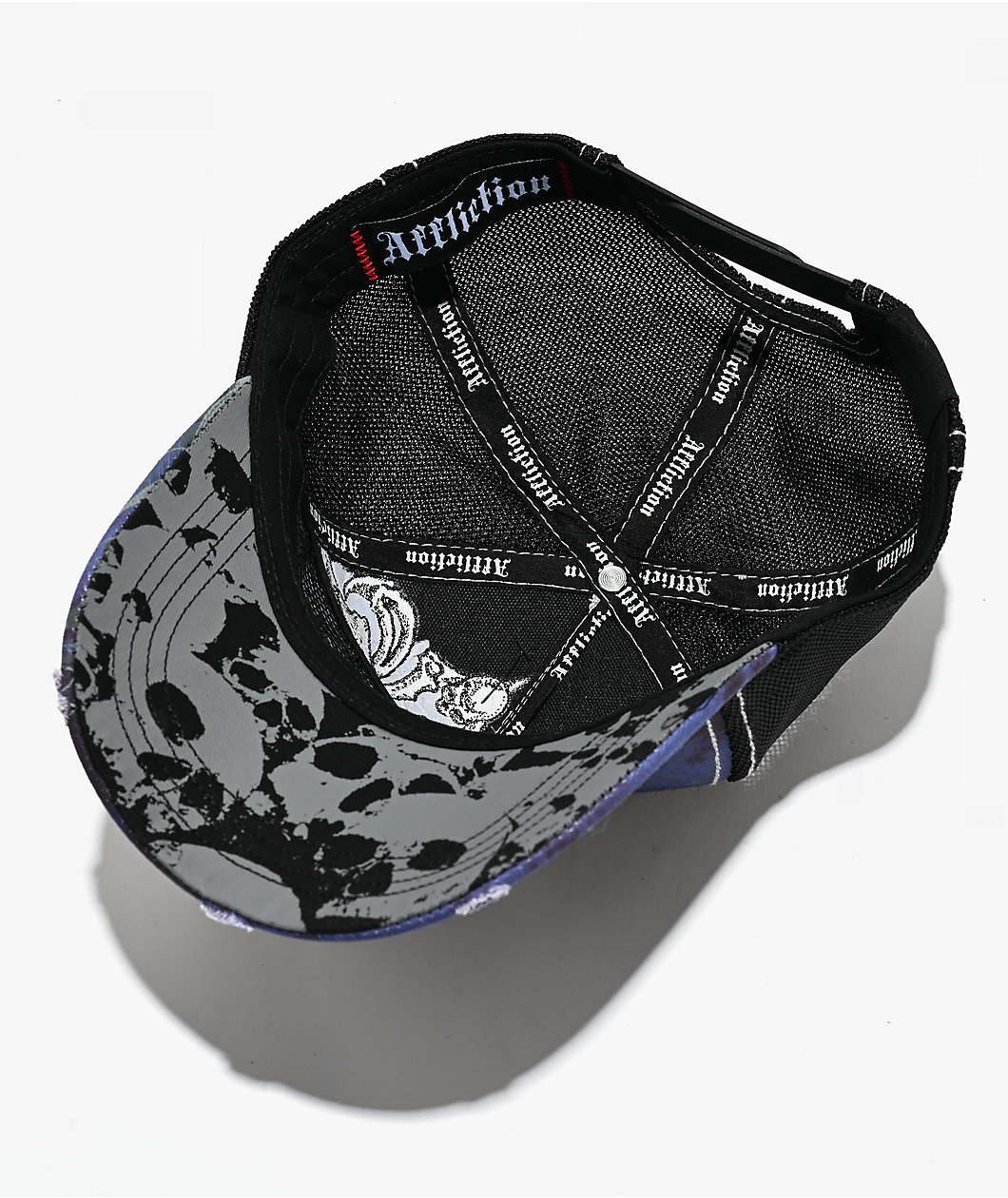 Affliction Skeleton Black Trucker Hat